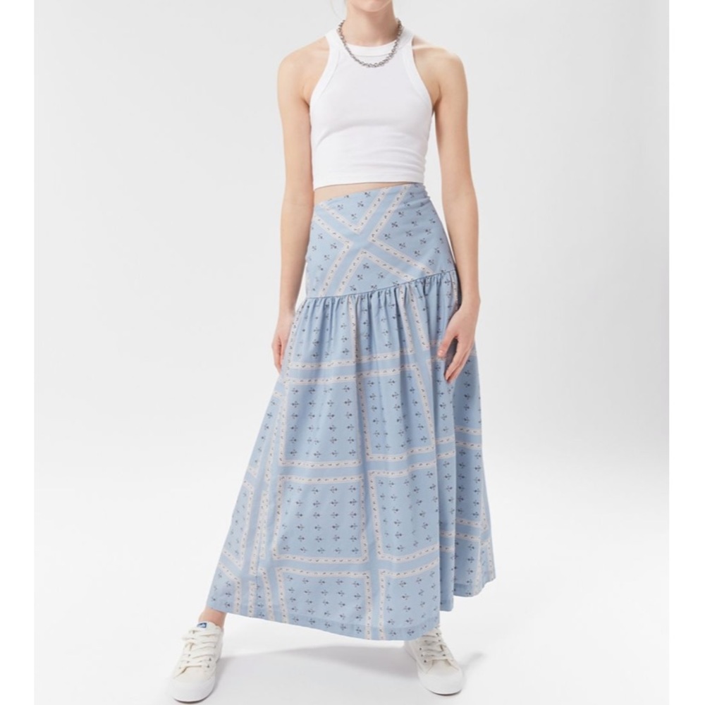 THE EDITH POPLIN SKIRT: maxi skirt in light blue